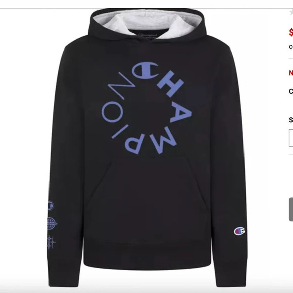 Champion Other - NWT Champion black hoodie with purple circle logo size YOUTH LARGE
